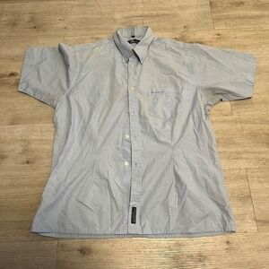 Ben Sherman Button Down Shirt Short‎ Sleeve Light Blue XL Mens Vtg Punk Oi! GBh